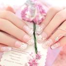 Unhas Postiças Curtas Pérolas brancas e rosas Para As Mãos