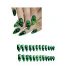 Unhas Postiças Estilo Thriller De Halloween 24 Peças Pretas Com Decoração Artística Punk De Balé E