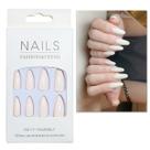 Unhas Postiças Francesas Nude Marrom Branco Em Formato Amêndoa, 24 Peças, Para Outono/Inverno