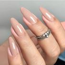 Unhas Postiças Francesas Nude Marrom Branco Em Formato Amêndoa, 24 Peças, Para Outono/Inverno