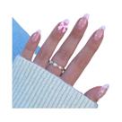 Unhas Postiças Francesas Pontiagudas Rosa 24PCS Tamanho Médio Design De Unhas Falsas Em Forma De