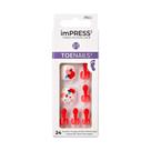 Unhas postiças KISS ImPress Pedi Toenails Vermelho Rubi Branco
