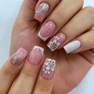 Unhas Postiças PEPFTG Quadradas Médias com Flores 24 Unidades