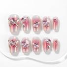 Unhas Postiças Sun&Beam Feitas à Mão Curta Estilo Coffin Rosa 10 Unidades