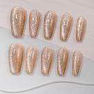 Unhas Postiças Sun&Beam Médio Longo Coffin Dourado Magnético