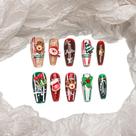 Unhas Postiças Sun&Beam Nails Longas Coffin Natal 10 unidades
