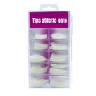 Unhas Tips Gato Postiças Stiletto Profissional Extra Longa