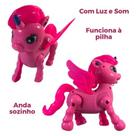 Unicórnio de Brinquedo com Luz e Som - Anda Sozinho - Várias Cores