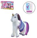 Unicornio de vinil com crina e acessorios na caixa - Adijomar