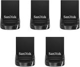 Unidade flash SanDisk Ultra Fit 64GB USB 3.2 Gen 1, pacote com 5