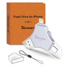 Unidade flash USB 3.0 com certificação Techkey 256 GB 3 em 1 MFi