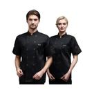 Uniforme De Chef Preto E Branco, Camisa De Botão De Manga Curta E Longa Em Malha Respirável Para Uniforme De Chef Preto E Branco, Camisa De Botão De Manga Curta E Longa Em Malha Respirável Para