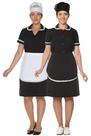 Uniforme de copeira camareira governanta Vestido copeira + avental copeira + touca de rede Uniforme de copeira camareira governanta Vestido copeira + avental copeira + touca de rede