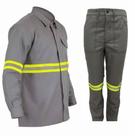 Uniforme de trabalho eletricista NR10 Risco 2 camisa e calça Cinza com Faixa Refletiva