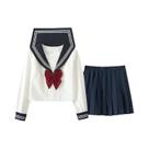 Uniforme Escolar Japonês Vermelho E Branco Para Meninas, Conjunto JK Com Manga Longa, Roupa De