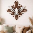 Universo do MDF Quadro Divino Espírito Santo 60x60cm, MDF Cortado a Laser, Decoração Religiosa Cristã, Retangular, Preto