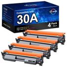 Uniwork Paquete de 4 Cartuchos de Tóner Negro 30A Compatibles con HP