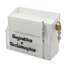 Urna Acrílico para Sugestões e Reclamações com Cadeado e Bolso Frontal 20x17,5x8cm Urna Acrílico para Sugestões e Reclamações com Cadeado e Bolso Frontal 20x17,5x8cm