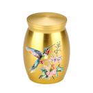 Urna de cremação para animais de estimação em alumínio dourado Mini 3x4cm com design de pomba