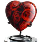 Urna de Lembrança Olivia Memorials - Formato de Coração Vermelho com Rosas