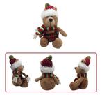 Ursa de Pelúcia com Gorro Cachecol e Vestido Enfeite Decorativo Natal 20cm
