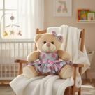 Ursa De Pelúcia Menina Floral 30cm Decoração