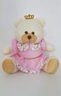 Ursa De Pelúcia Princesa Realeza Grande 50 cm Rosa - PolyBaby
