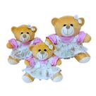 Ursa Pelúcia Jardineiras Rosa 3 Un