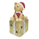 Ursinho Decorativo Natalino com Base Presente e LED 19cm