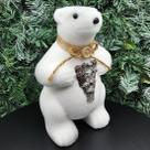 Ursinho Polar Charmoso Decoração Natalina Em Isopor De 26cm