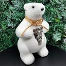 Ursinho Polar Charmoso Decoração Natalina Em Isopor De 26cm
