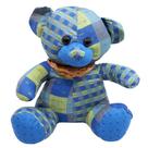 Urso Azul De Pano Sentado Laço Pescoço 30cm - Pelúcia