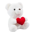 Urso Branco Sentado Coração 19cm - Pelúcia