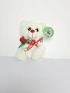 Urso Cavalheiro do Amor Branco de Pelúcia 20 cm com Rosa Vermelha - 55-3074-20