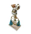 Urso com Bola Dourada e Bicicleta de Metal Decorativo 7,5x5x16,5cm