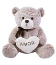 Urso Coração Amor Marrom Alaranjado ou Acinzentado 50cm Pelúcia