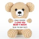 Urso de crochê tricotado WELLBANEE Mini I Love You Gift