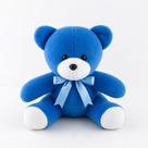 Urso de Pelúcia Azul com Laço 23cm Para Presentes Decoração Cestas