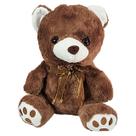 Urso De Pelúcia Bart Com Lacinho 30cms - Marrom Escuro