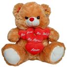 Urso De Pelúcia Com Coração Amor Te Amo 28cm Caramelo Fizzy