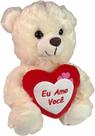 Urso De Pelúcia Com Coração Eu Amo Você 20cms - Creme