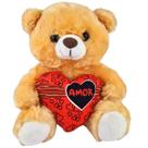 Urso De Pelúcia Com Coração Eu Amo Você Caramelo 20cm