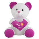 Urso de Pelúcia com Coração Eu Te Amo Roxo 25 cm Antialérgico