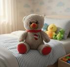 Urso De Pelúcia Com Coração Partido E Cachecol Vermelho