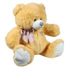 Urso De Pelúcia Com Lacinho Bordado Coração 35cms - Caramelo