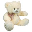 Urso De Pelúcia Com Lacinho Bordado Coração 35cms - Creme