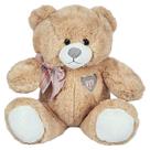 Urso De Pelúcia Com Lacinho Bordado Coração 35cms - Marrom
