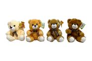 Urso De Pelúcia Com Laço 18cm FC2608 Creme/Bege/Marrom - Fizzy