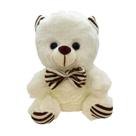 Urso de Pelúcia com Laço Listrado - Branco - 20cm - 1 unidade - Rizzo Urso de Pelúcia com Laço Listrado - Branco - 20cm - 1 unidade - Rizzo