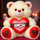 Urso de Pelúcia Grande Com Coração Amor Saudades de Você Cor:Creme